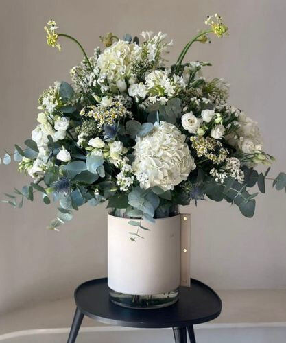 white garden vase