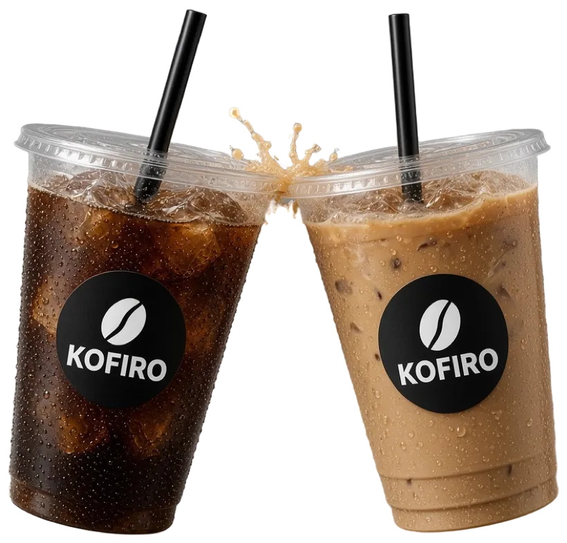 Two iced coffees clinking