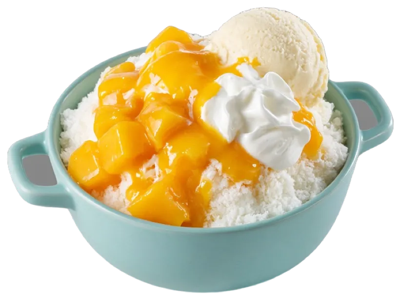 Mango shaved ice with ice cream