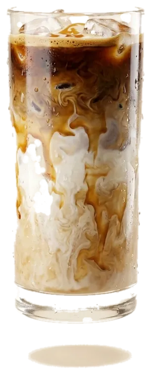 Floating iced latte glass