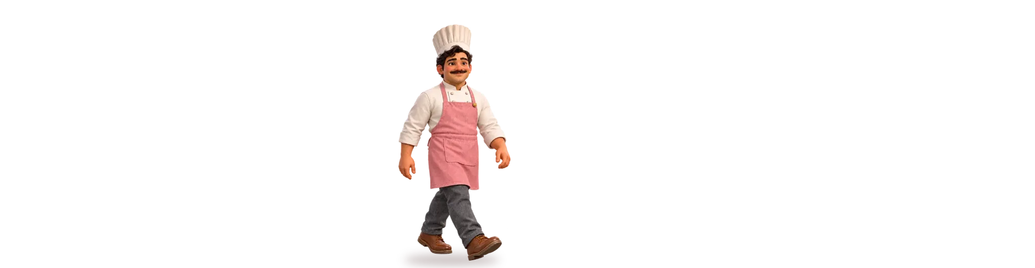Our baker walks in to his counter