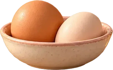 Two eggs in a little bowl