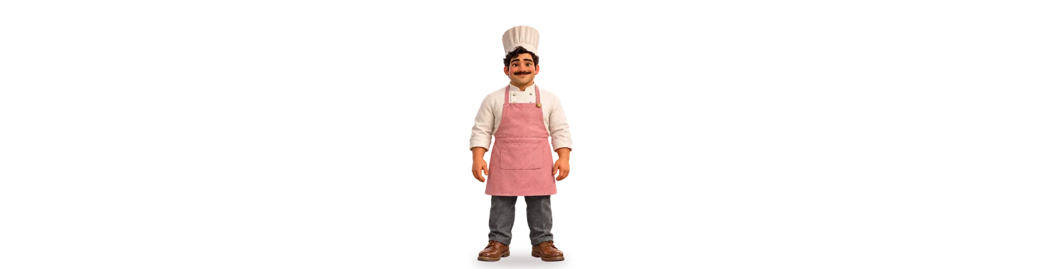 Our baker walks in to his counter