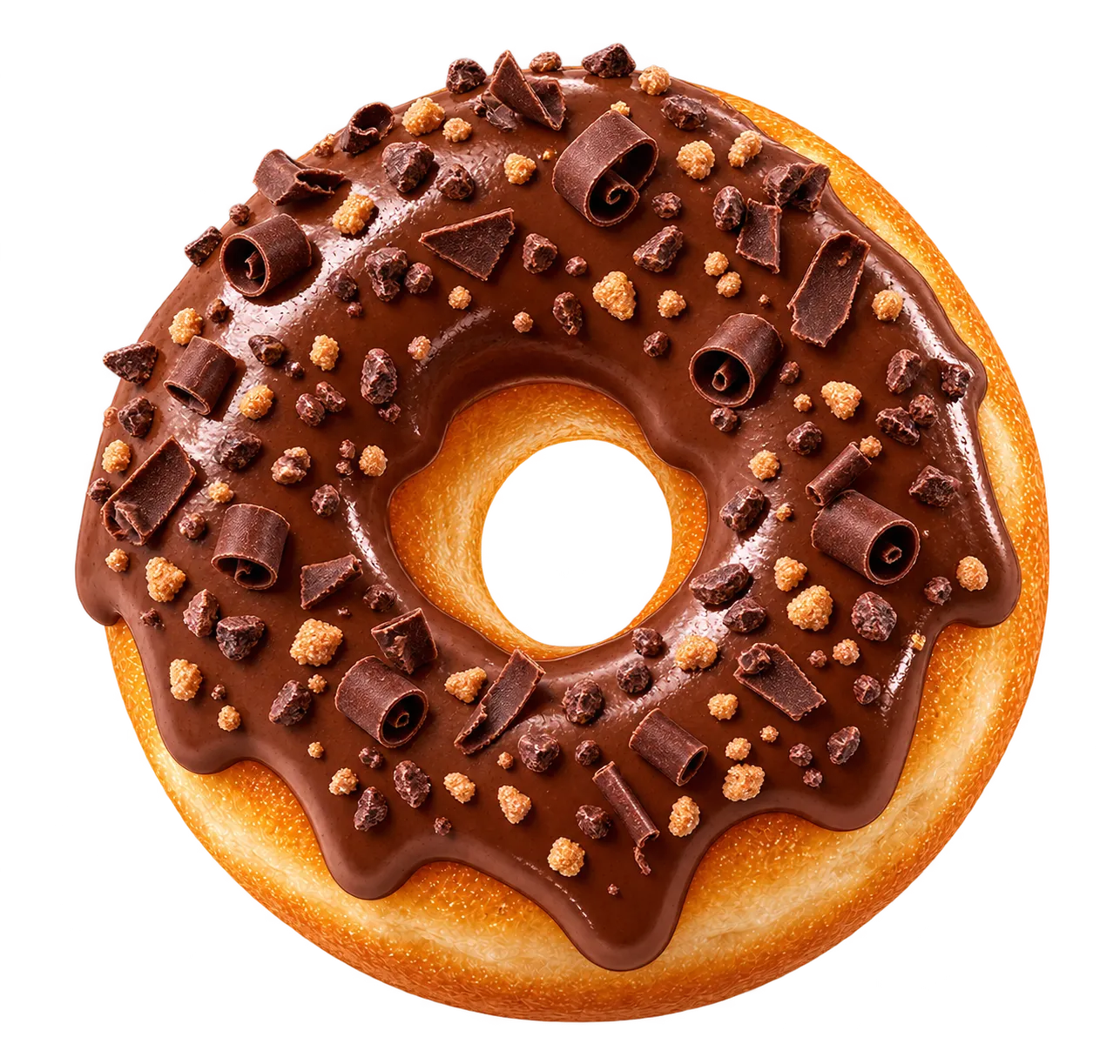 Chocolate donut dropping into the box